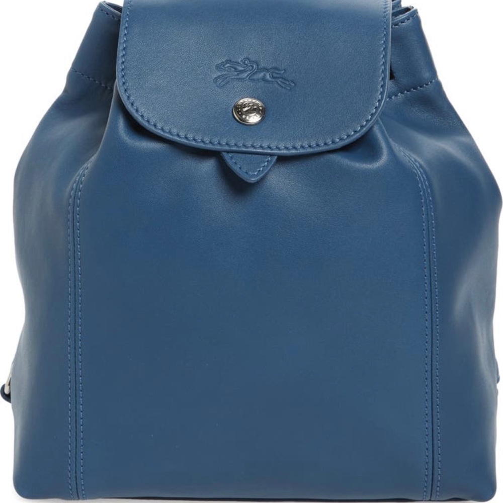 COPY - Longchamp Le Pliage Cuir Leather Backpack in Pilot Blue New